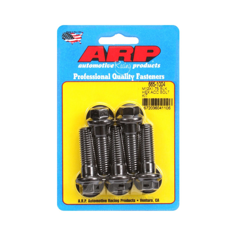 Set de șuruburi și piulițe universale ARP M12 x 1,75 – șuruburi hexagonale cu finisaj negru oxidat, x5 - ARP-665-1004 - 665-1004 - 3666618196206